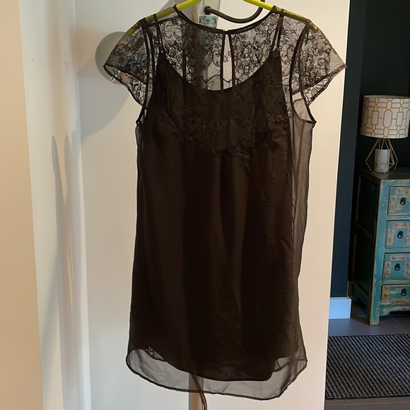 Mango Black 1920’s inspired Sheer Dress with Black Slip - size 6 - Picture 3 of 4